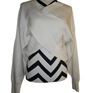 Chic Cream Off-the-Shoulder Sweater with Wrap Design